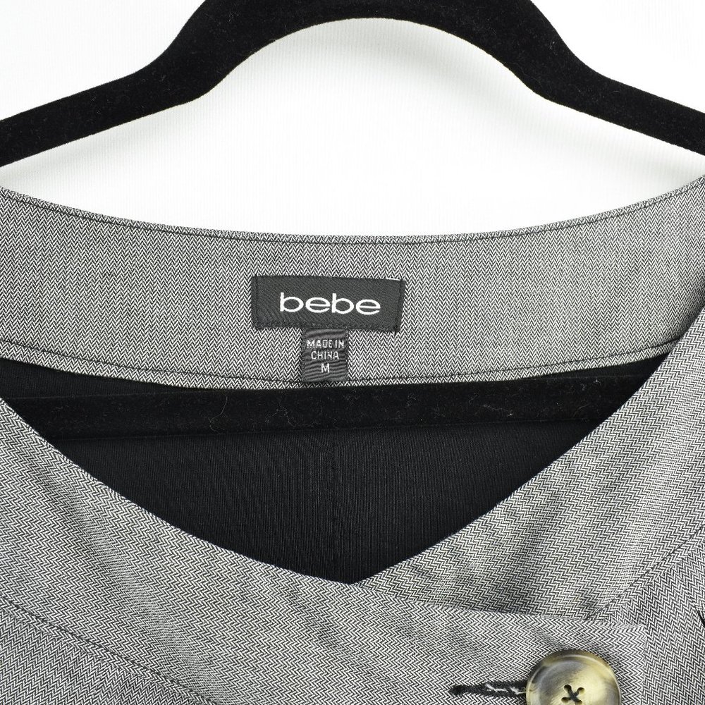Bebe Womens Size M Blouse Gray & Black Vest - Picture 3 of 4